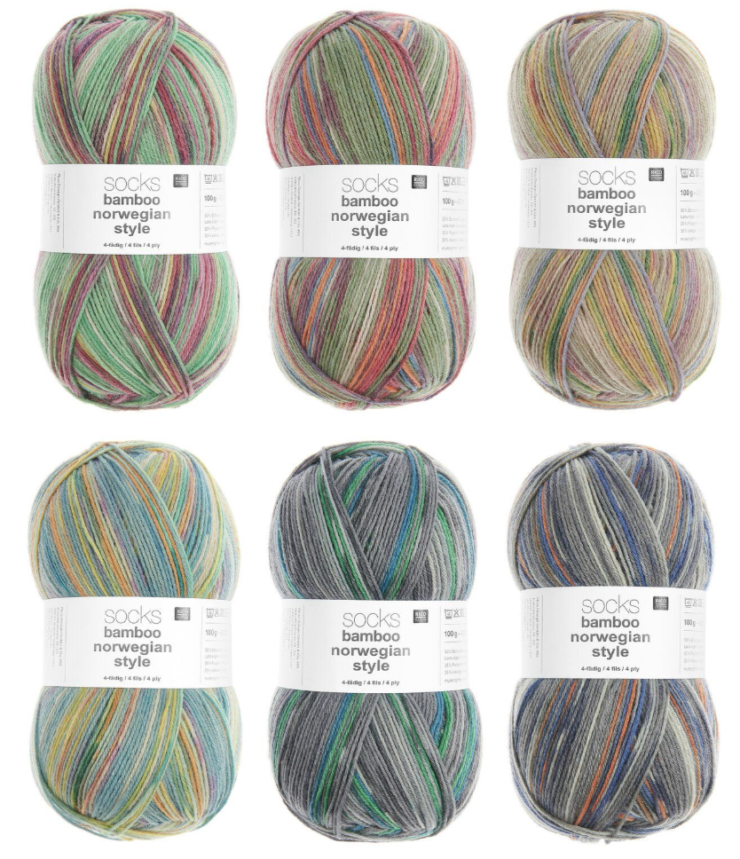 Norwegian style Bamboo and Wool sock yarn by Rico