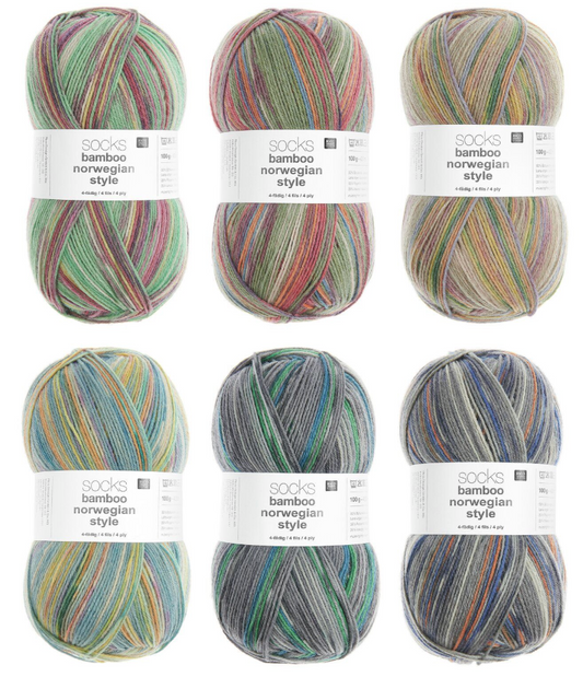 Norwegian style Bamboo and Wool sock yarn by Rico