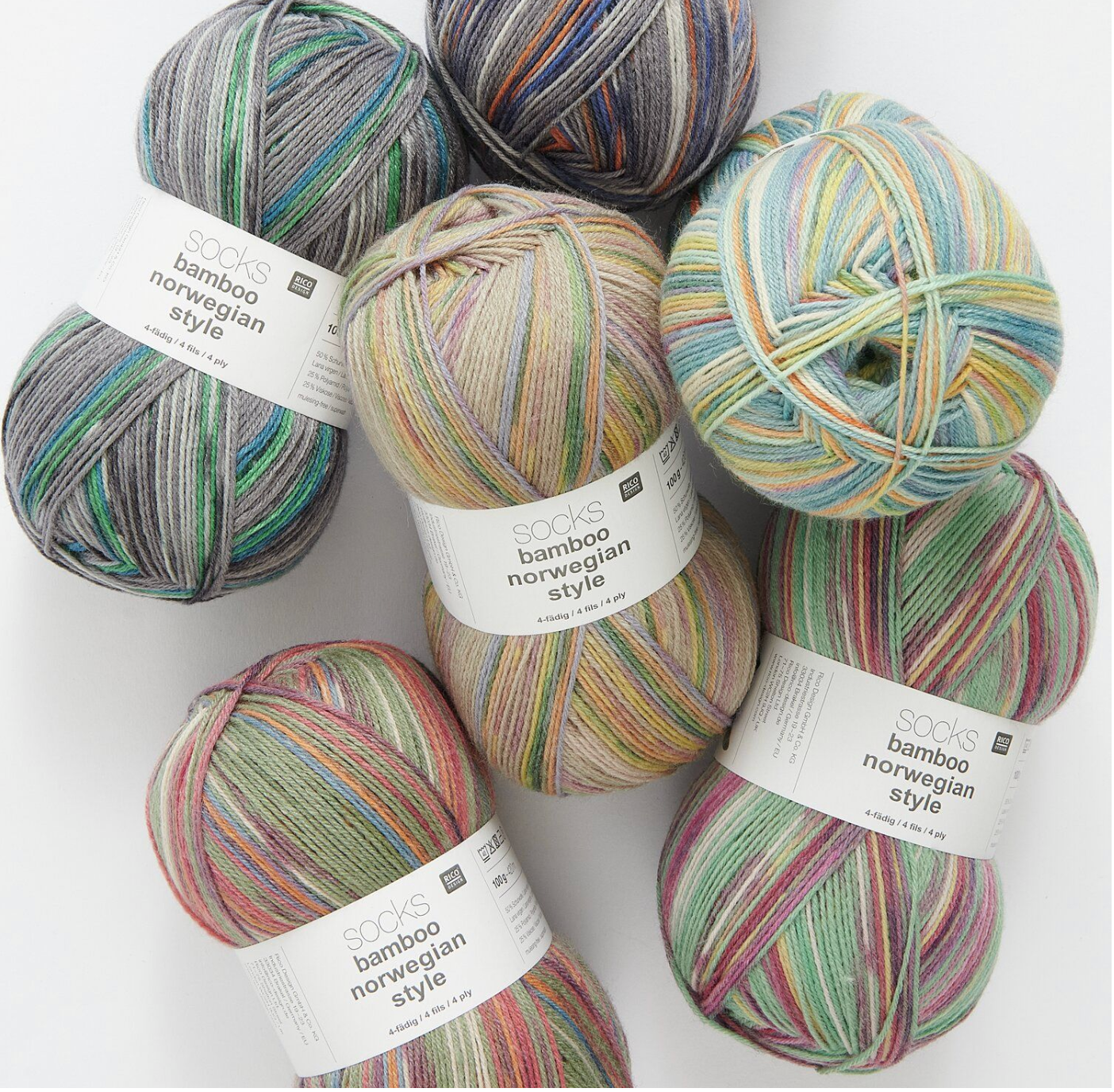 Norwegian style Bamboo and Wool sock yarn by Rico